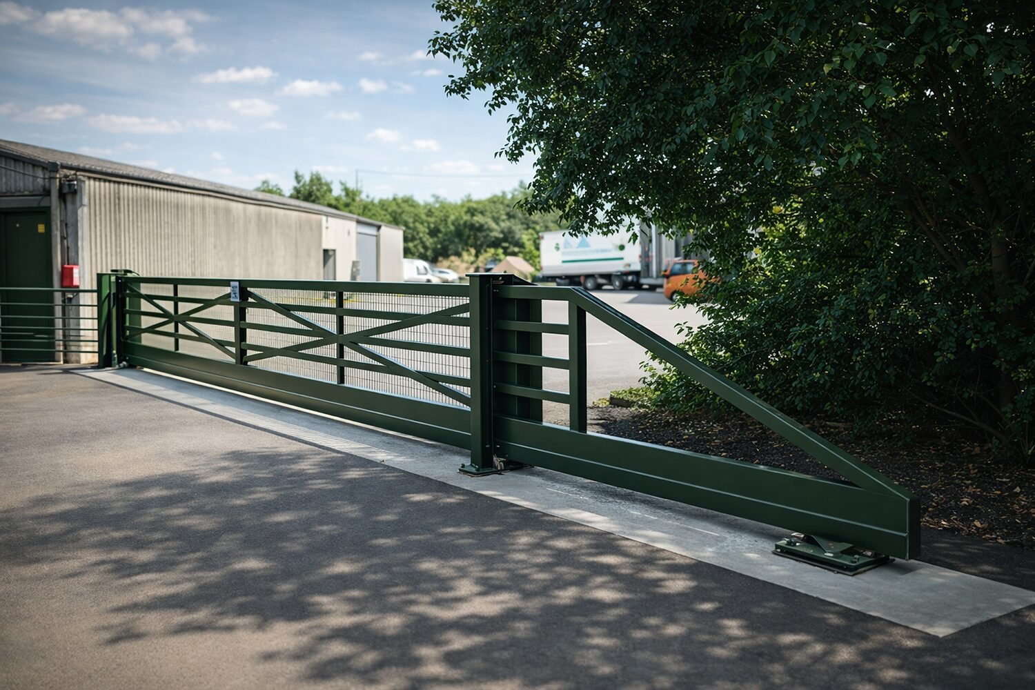Large green farmer gate