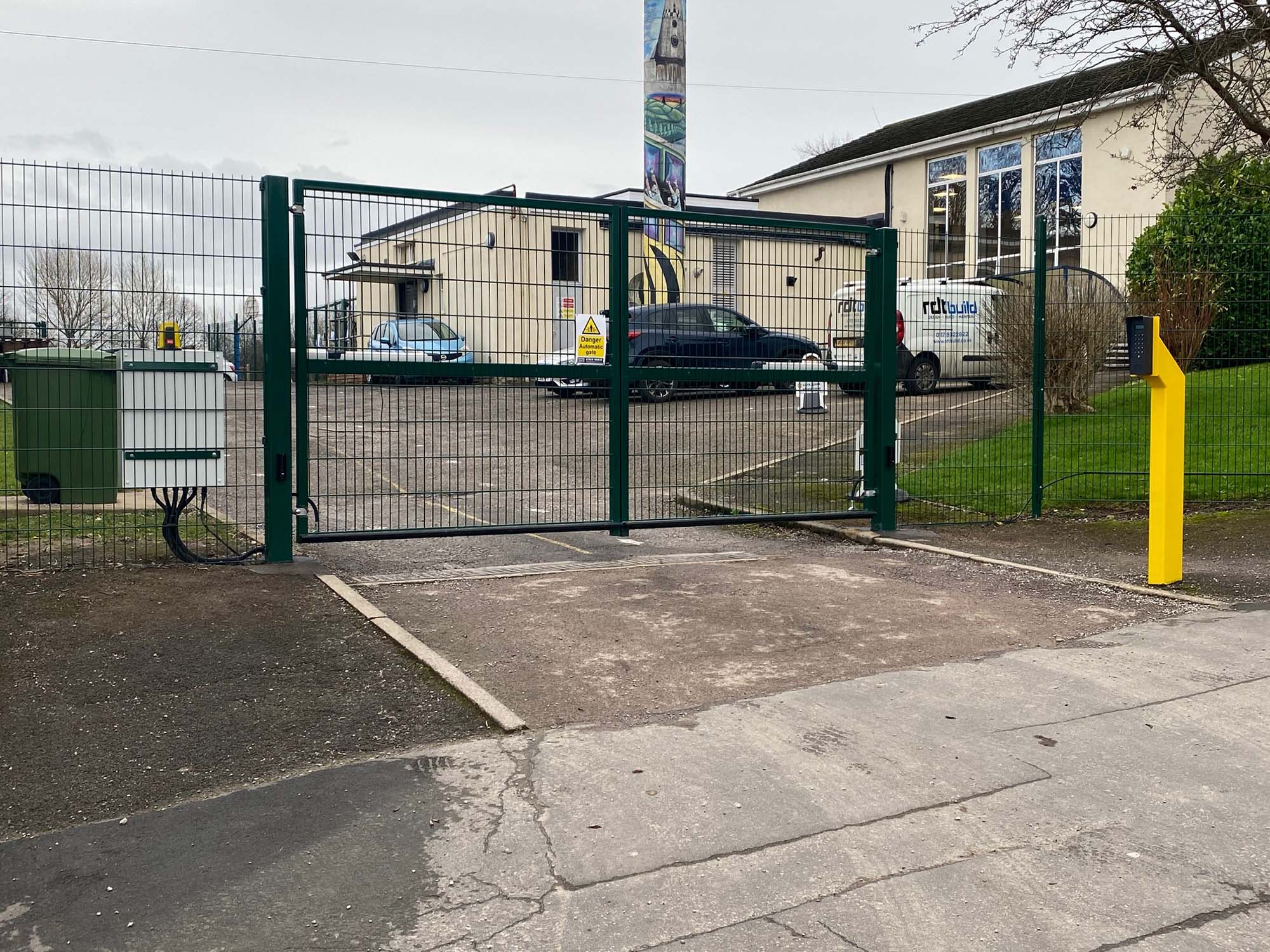 Green security gate at school